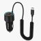 Levore LGC125C 55W fast car charger with built-in Type-C spring cable and dual charging ports.