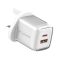 Compact Levore 20W GaN wall charger with dual ports for mobile and tablet fast charging.