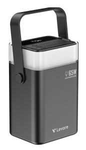 Levore LP721 40000mAh ultra-large power bank with 65W PD output and RGB lighting for laptops and smartphones.